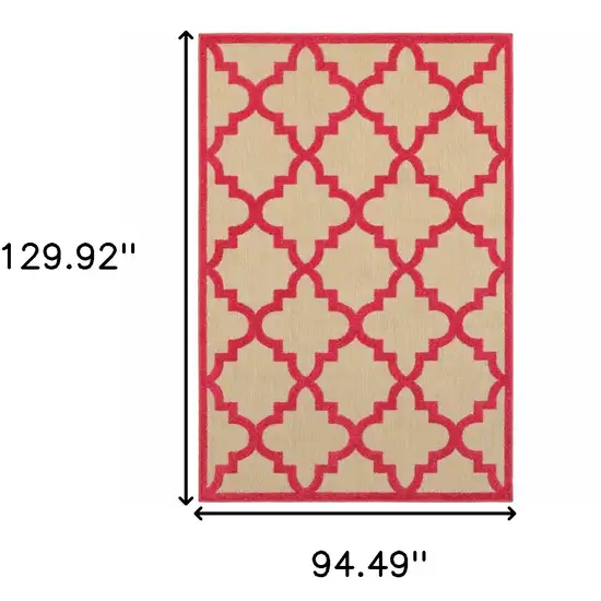 Sand Geometric Stain Resistant Indoor Outdoor Area Rug Photo 5