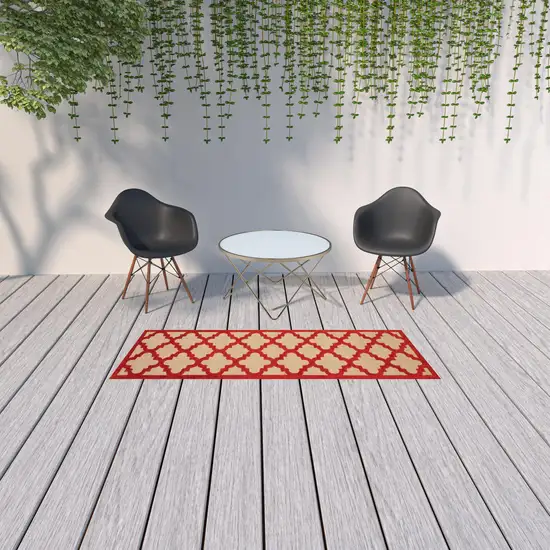 Sand Geometric Stain Resistant Indoor Outdoor Area Rug Photo 2