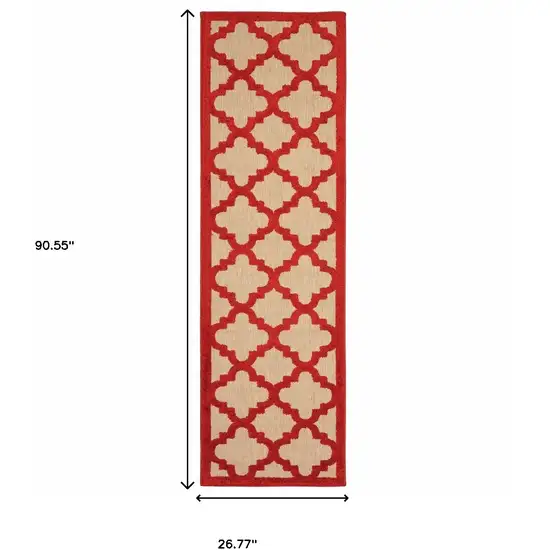 Sand Geometric Stain Resistant Indoor Outdoor Area Rug Photo 4