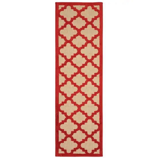 Sand Geometric Stain Resistant Indoor Outdoor Area Rug Photo 1