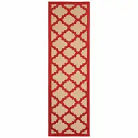 Photo of Sand Geometric Stain Resistant Indoor Outdoor Area Rug