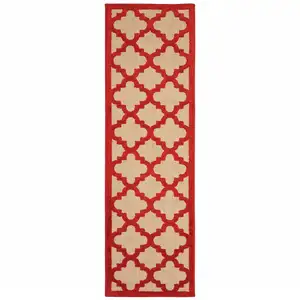 Photo of Sand Geometric Stain Resistant Indoor Outdoor Area Rug