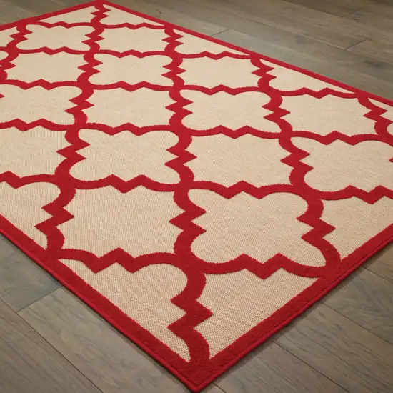 Sand Geometric Stain Resistant Indoor Outdoor Area Rug Photo 4