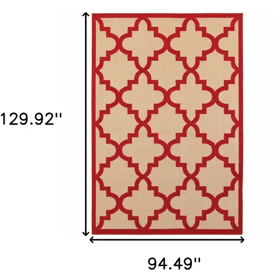 Sand Geometric Stain Resistant Indoor Outdoor Area Rug Photo 5