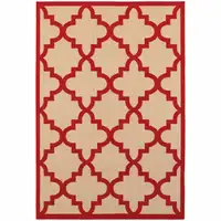 Photo of Sand Geometric Stain Resistant Indoor Outdoor Area Rug