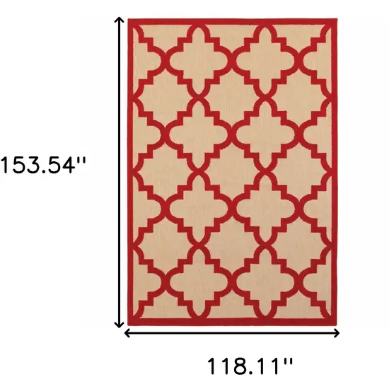 Sand Geometric Stain Resistant Indoor Outdoor Area Rug Photo 5