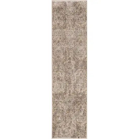 Sand Grey Machine Woven Distressed Traditional Round Area Rug Photo 2