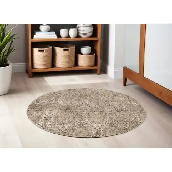 7' Gray Round Area Rug Photo 1