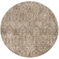 Photo of Sand Grey Machine Woven Distressed Traditional Round Area Rug