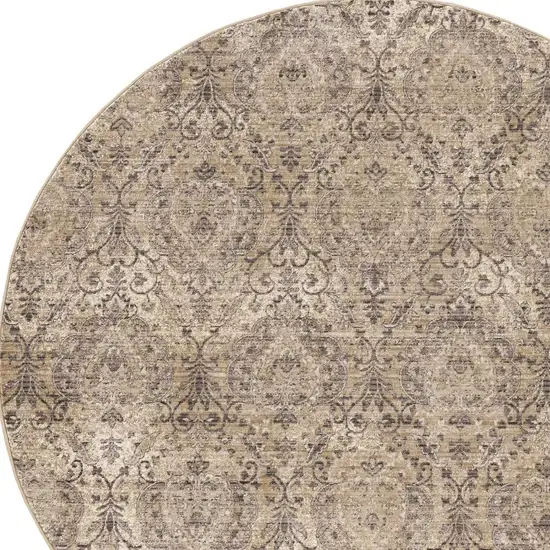 7' Gray Damask Area Rug Photo 3