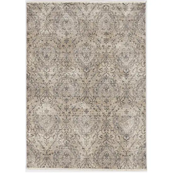 Sand Grey Machine Woven Distressed Vintage Traditional Indoor Area Rug Photo 2