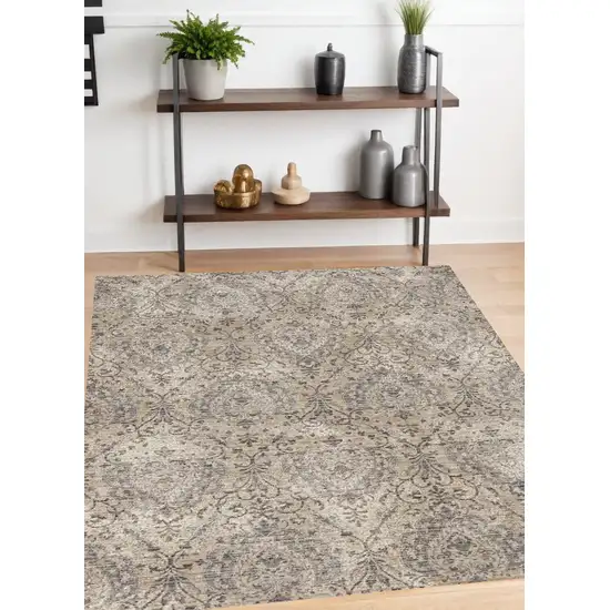 Sand Grey Machine Woven Distressed Vintage Traditional Indoor Area Rug Photo 1