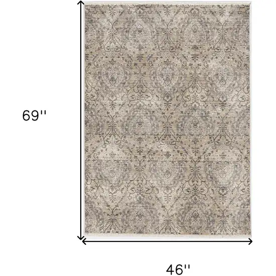 Sand Grey Machine Woven Distressed Vintage Traditional Indoor Area Rug Photo 3