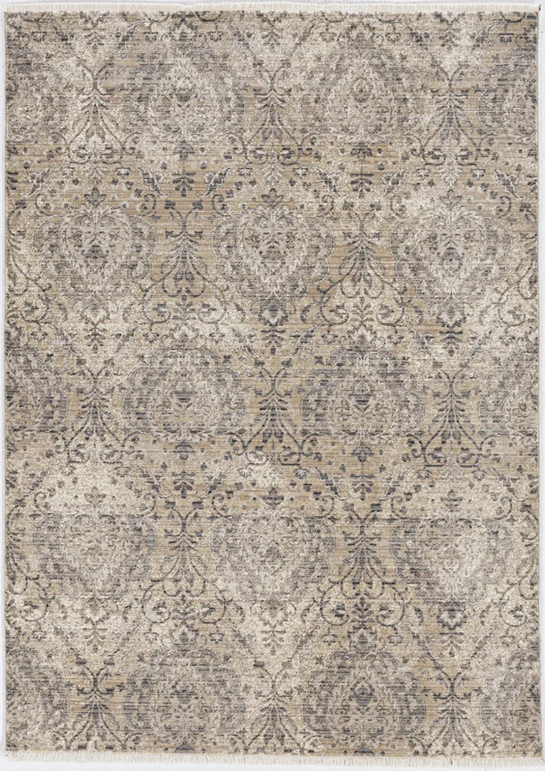 Sand Grey Machine Woven Distressed Vintage Traditional Indoor Area Rug Photo 1
