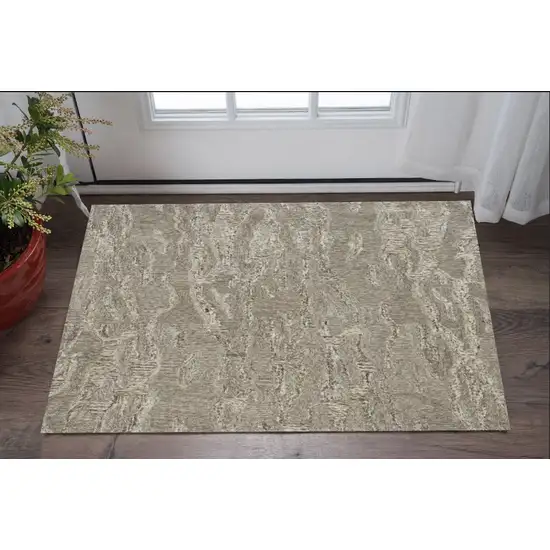 3'X5' Sand Hand Tufted Abstract Indoor Area Rug Photo 2