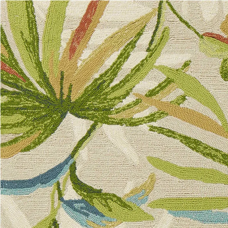 Sand Ivory Hand Woven UV Treated Palm Tropical Indoor Outdoor Area Rug Photo 2