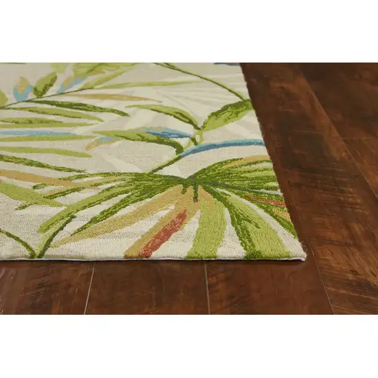 Sand Ivory Hand Woven UV Treated Palm Tropical Indoor Outdoor Area Rug Photo 5