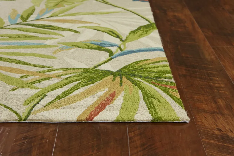 Sand Ivory Hand Woven UV Treated Palm Tropical Indoor Outdoor Area Rug Photo 5