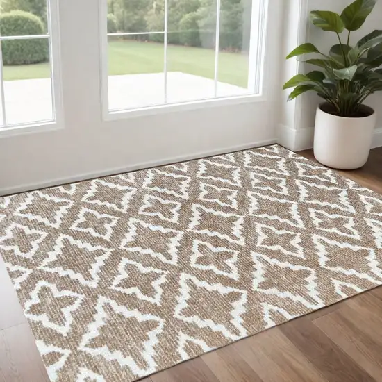 Sand Moroccan Machine Tufted Area Rug With UV Protection Photo 2