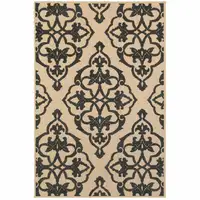 Photo of Sand Oriental Stain Resistant Indoor Outdoor Area Rug