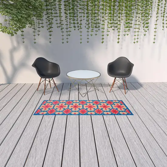 Sand Oriental Stain Resistant Indoor Outdoor Area Rug Photo 2