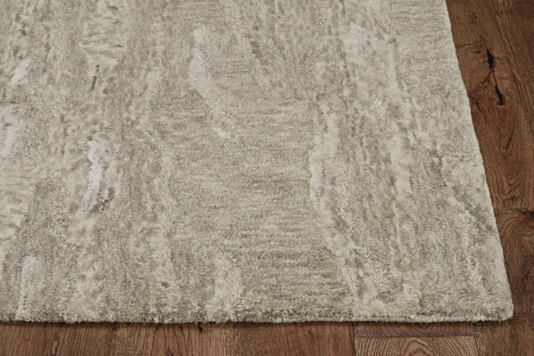 Sand Plain Wool Indoor Area Rug with Viscose Highlights Photo 3