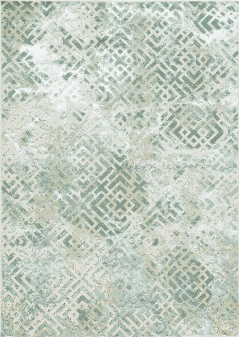 Sand Silver Geometric Maze Pattern Indoor Area Rug Photo 1