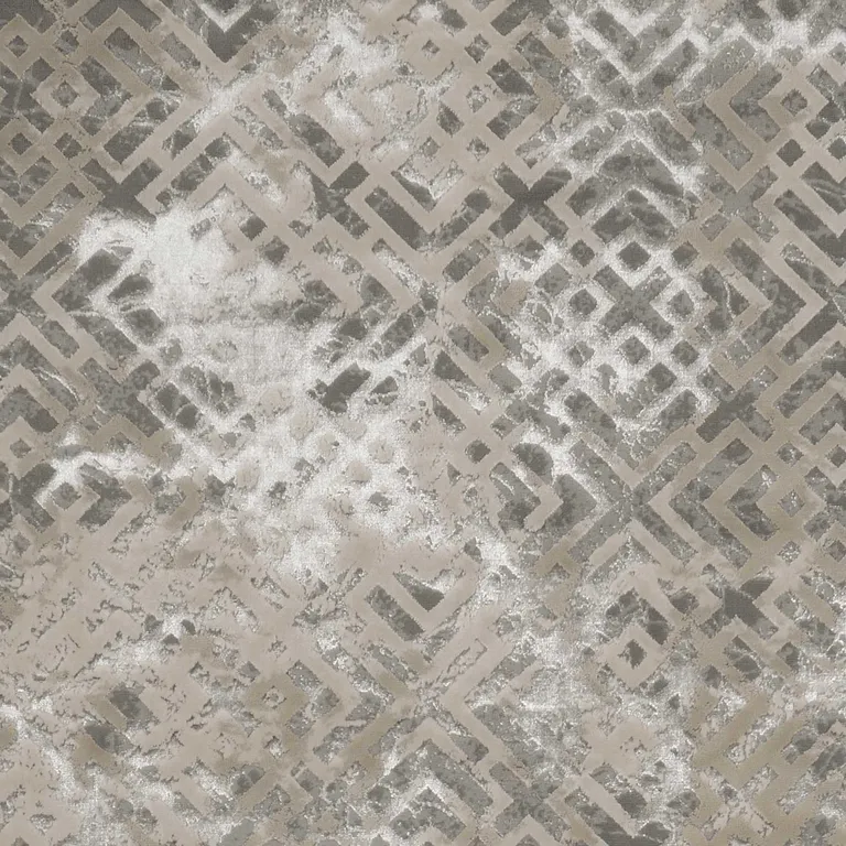 Sand Silver Geometric Maze Pattern Indoor Area Rug Photo 3