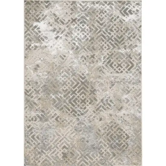 Sand Silver Geometric Squares Area Rug Photo 2