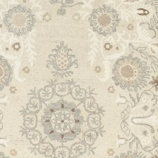 Sand Wool Floral Hand Tufted Area Rug Photo 8