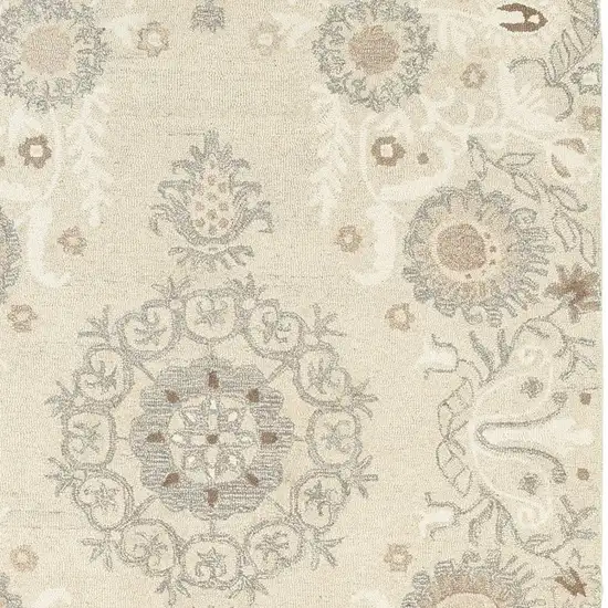 Sand Wool Floral Hand Tufted Area Rug Photo 6