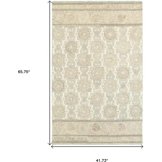 Sand Wool Floral Hand Tufted Area Rug Photo 3