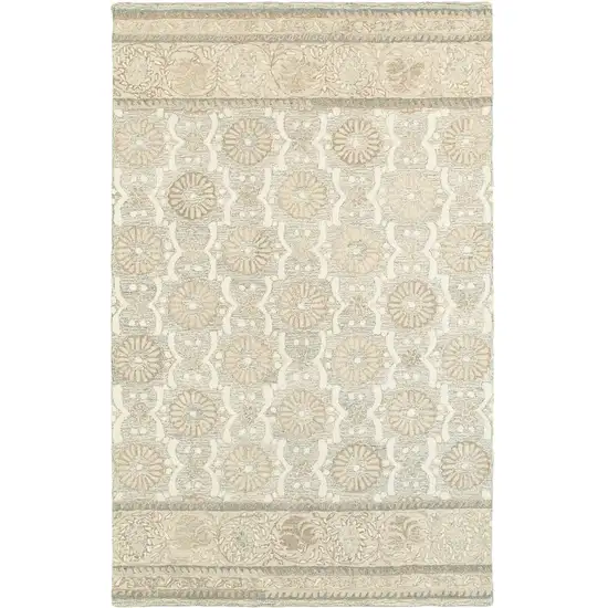 Sand Wool Floral Hand Tufted Area Rug Photo 2