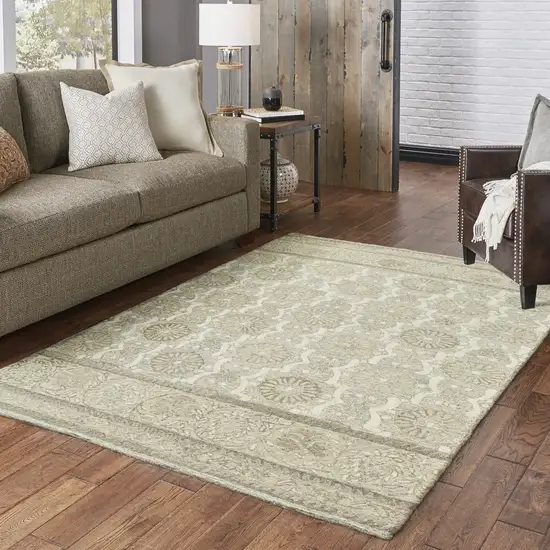 Sand Wool Floral Hand Tufted Area Rug Photo 9