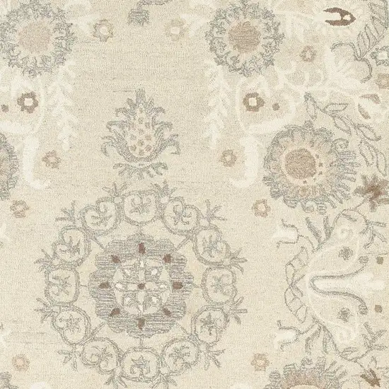 Sand Wool Floral Hand Tufted Area Rug Photo 9