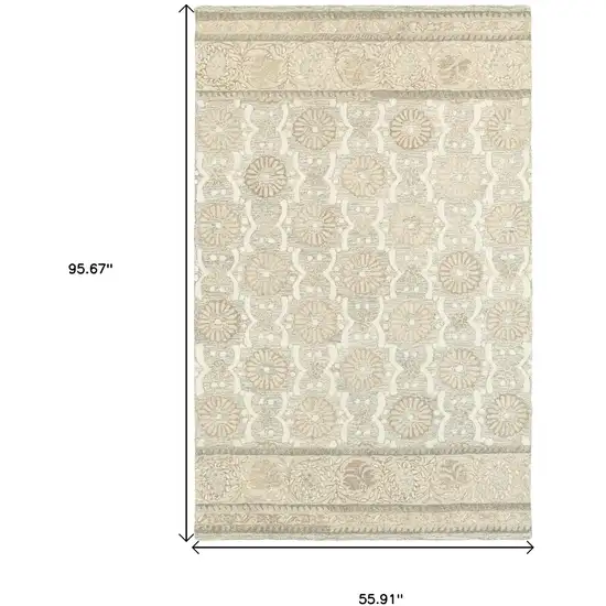 Sand Wool Floral Hand Tufted Area Rug Photo 3