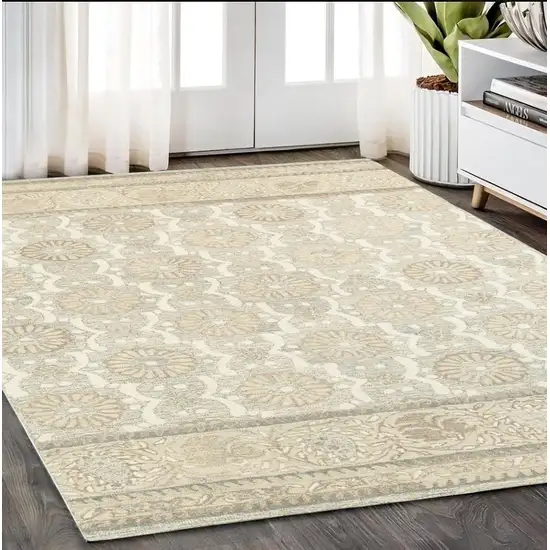 Sand Wool Floral Hand Tufted Area Rug Photo 1