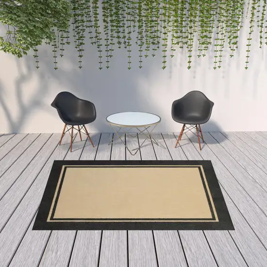 Sand and Black Border Indoor Outdoor Area Rug Photo 4