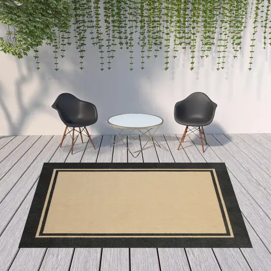 Sand and Black Border Indoor Outdoor Area Rug Photo 4