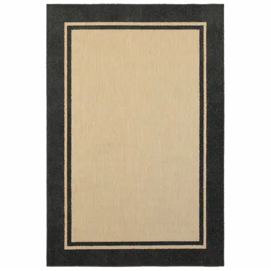 Sand and Black Border Indoor Outdoor Area Rug Photo 1