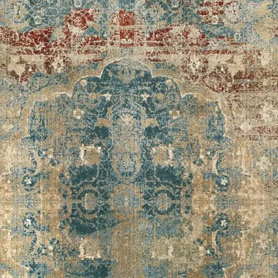 Sand and Blue Distressed Indoor Area Rug Photo 4