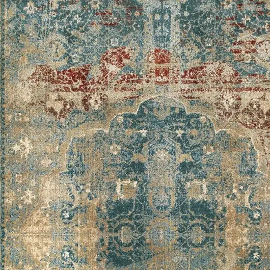 Sand and Blue Distressed  Indoor Area Rug Photo 4