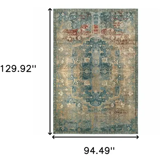 Sand and Blue Distressed  Indoor Area Rug Photo 6