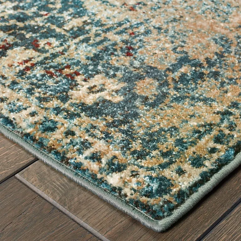 Sand and Blue Distressed  Indoor Area Rug Photo 2