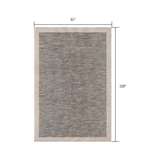 Sand and Gray Distressed Border Area Rug Photo 2