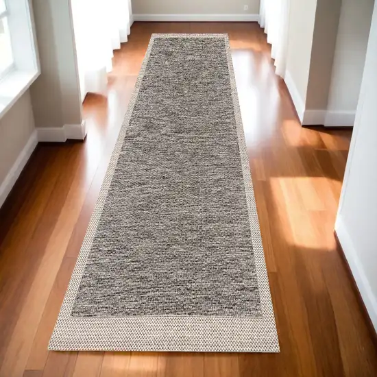 Beige and Gray Abstract Runner Rug Photo 1