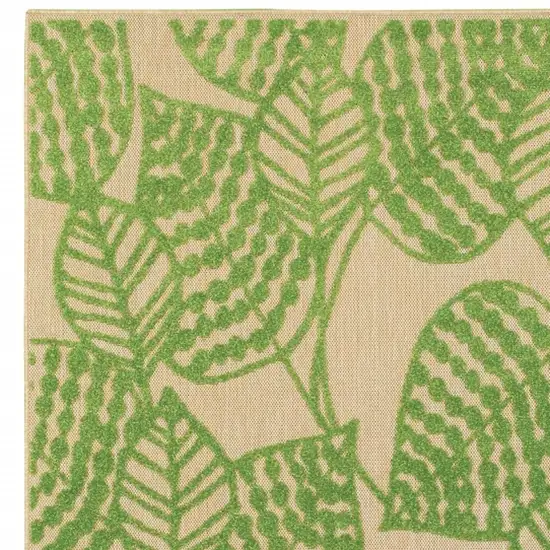 Sand and Lime Green Leaves Indoor Outdoor Area Rug Photo 4