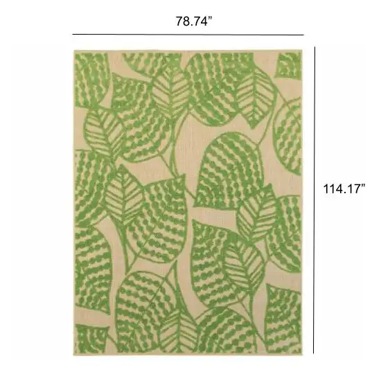 Sand and Lime Green Leaves Indoor Outdoor Area Rug Photo 4