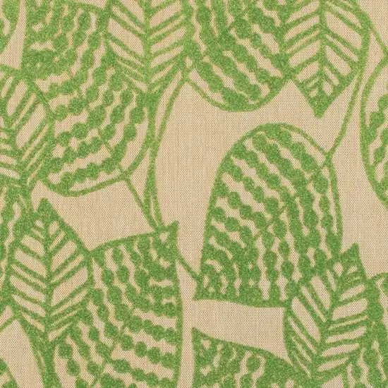 Sand and Lime Green Leaves Indoor Outdoor Area Rug Photo 4