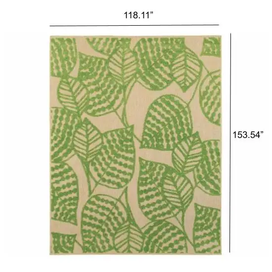 Sand and Lime Green Leaves Indoor Outdoor Area Rug Photo 4